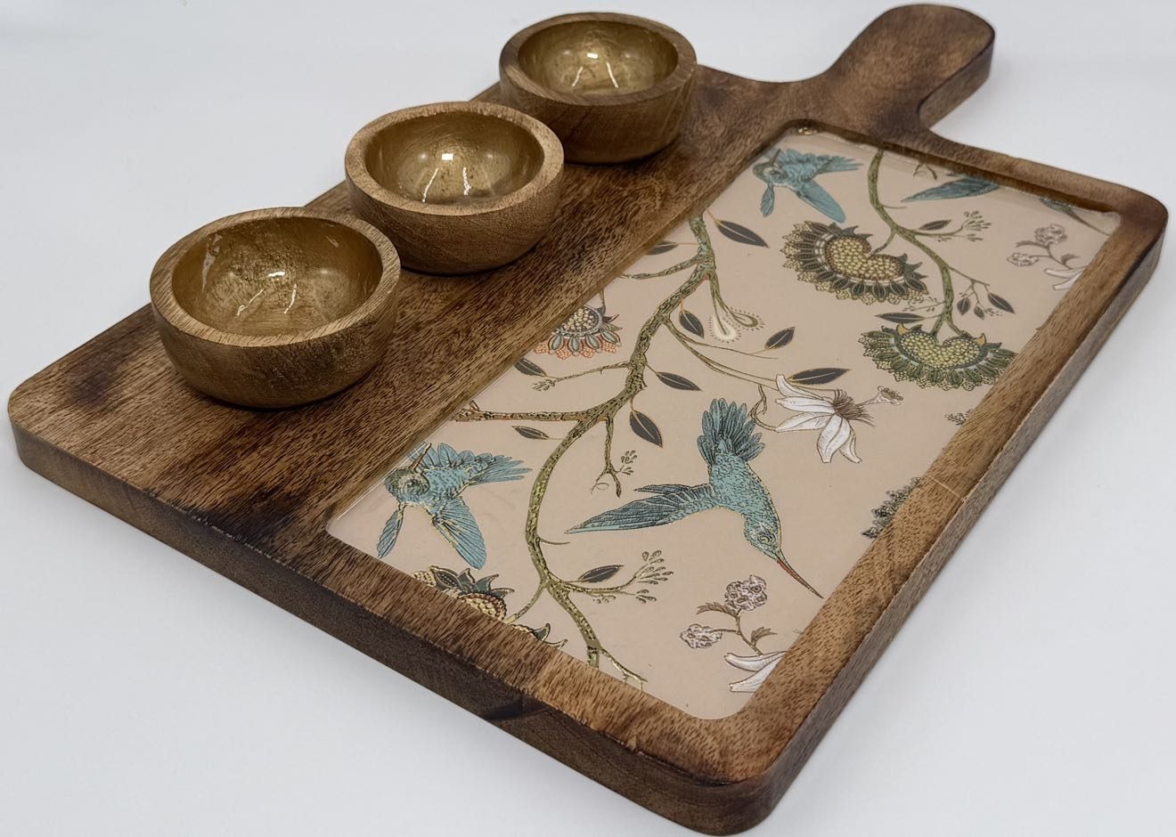 3 Bowl Platter in the Peacock Garden design