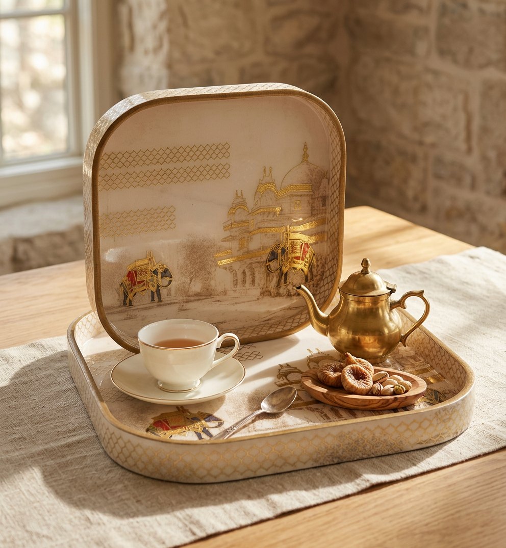 2 PC Tray Set (SMKG) in Gajraj design