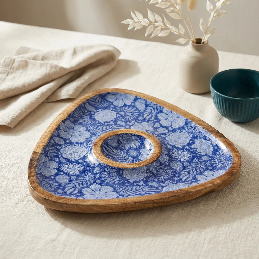 Chip/Dip (Tri) in Blue Garden design