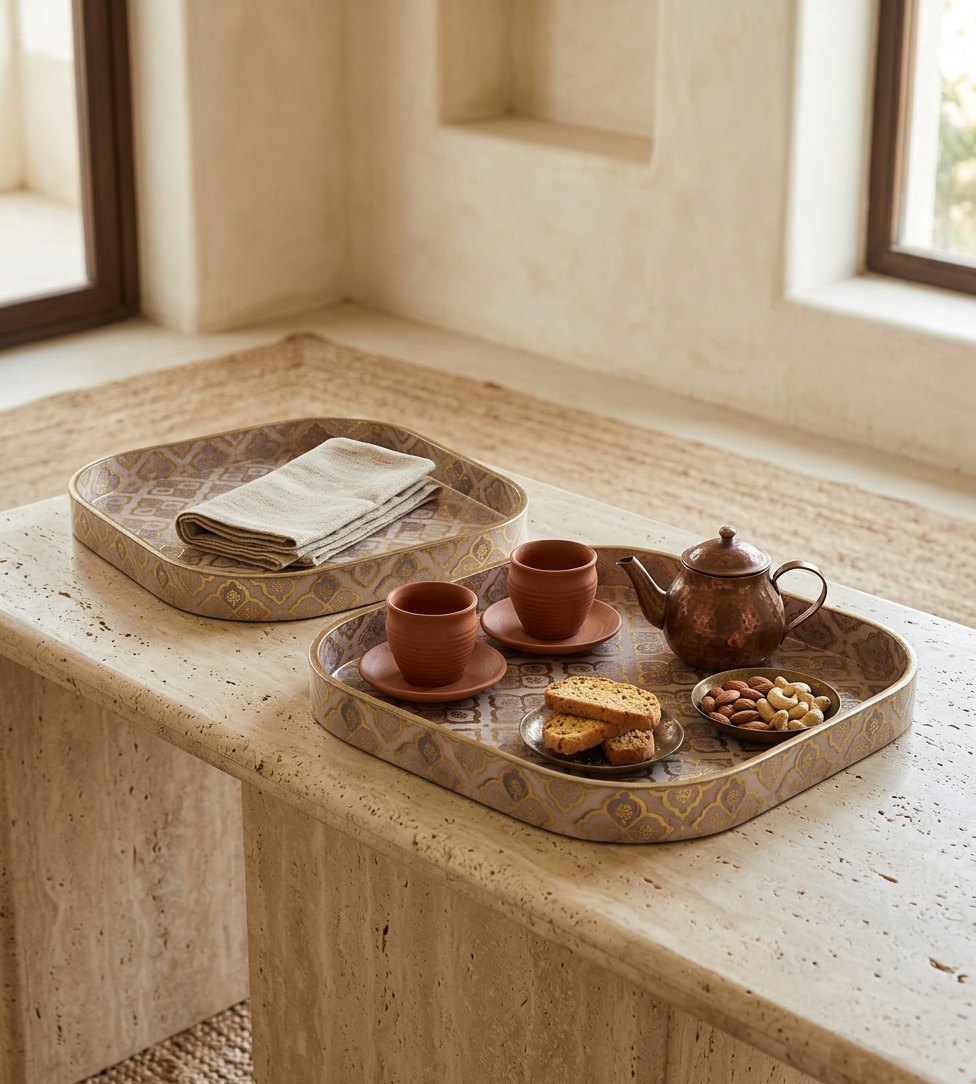 2 PC Tray Set (SMKG) in Jaali design