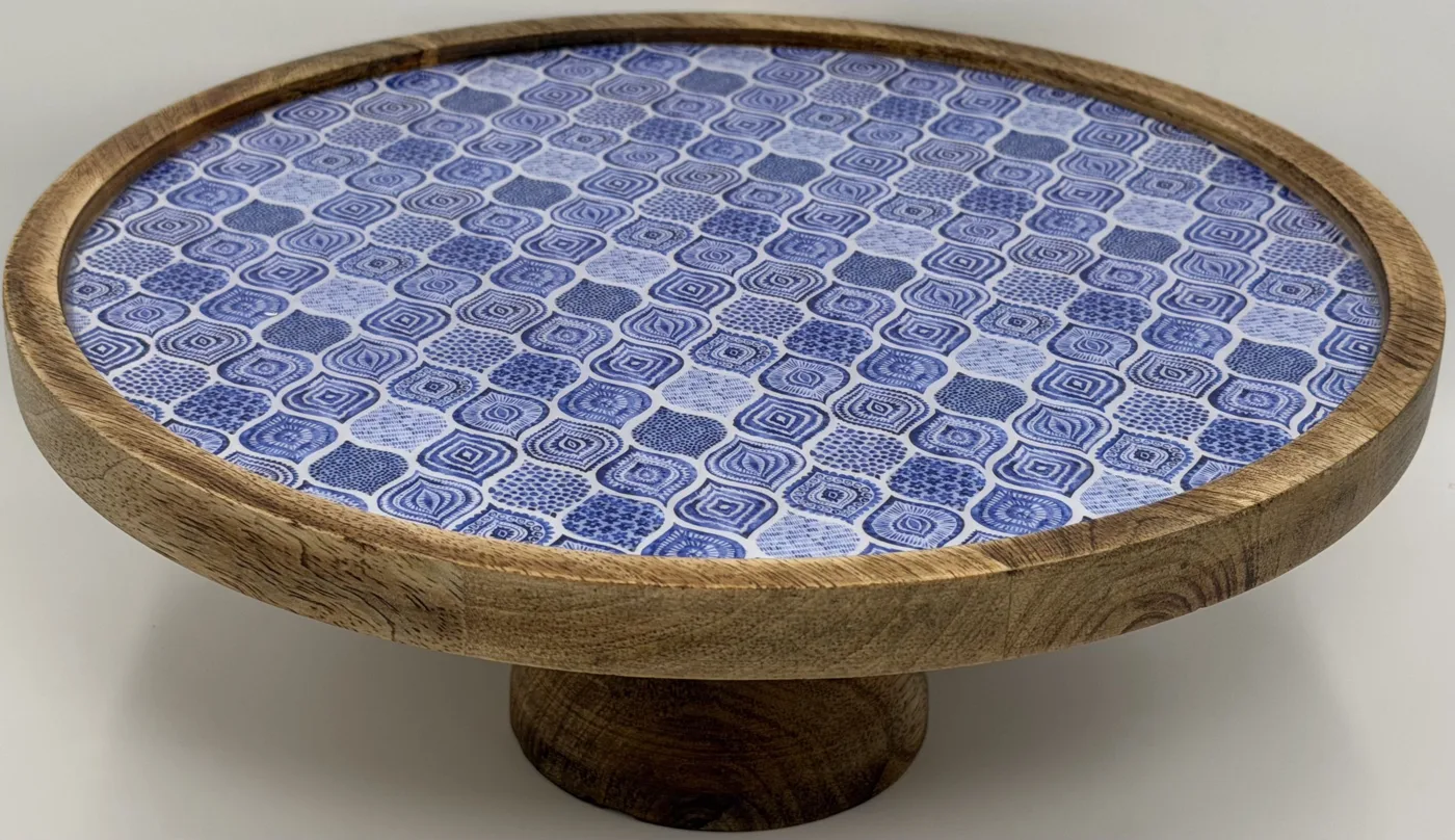 Double Layer Dessert Stand in the Azure Geometry design