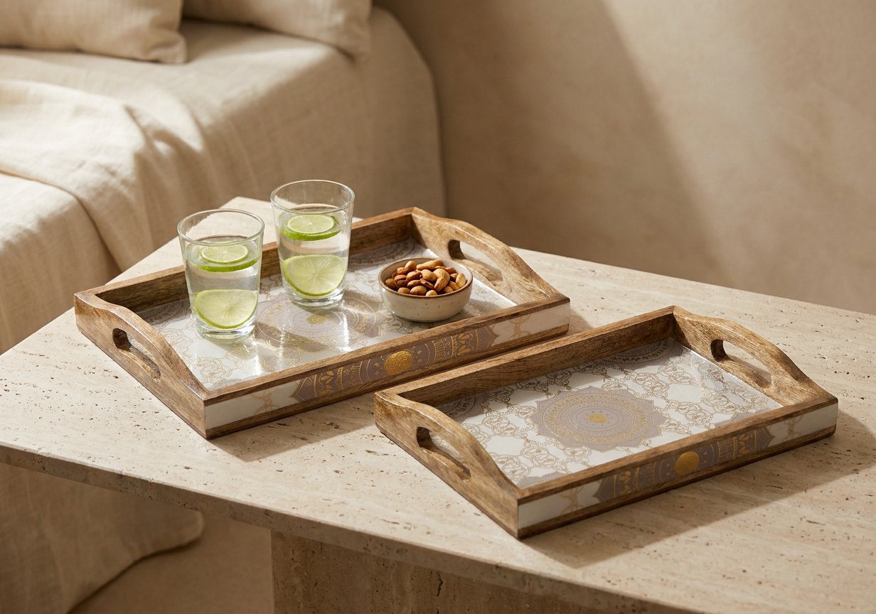 2 PC Tray Set 15MM (HH) in Taj design