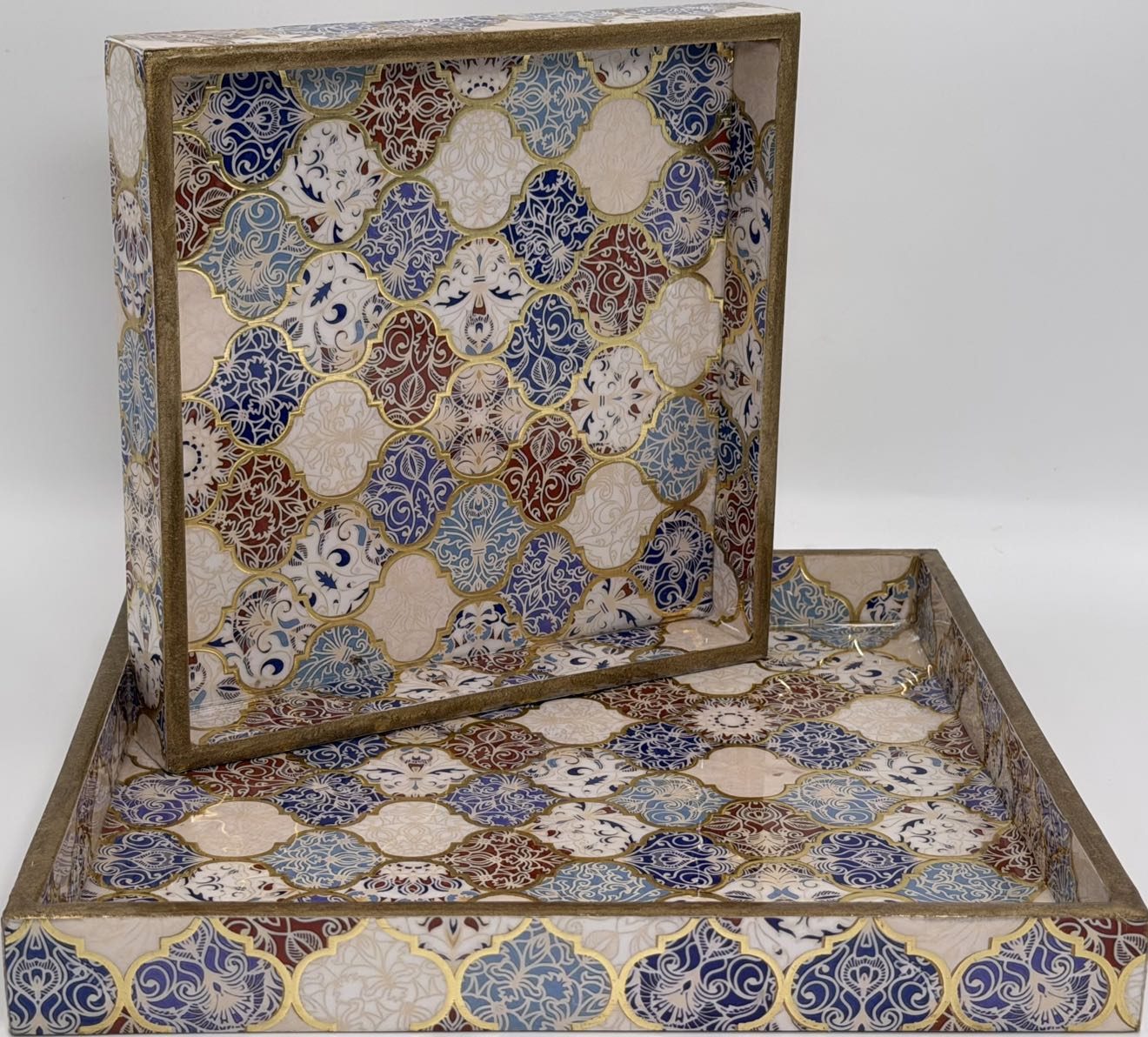 2 PC Tray Set (SMSQ) in the Mosaic Garden design