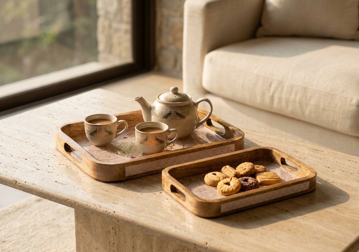 2 PC Tray Set 15MM (KG) in Mayurvriksha design