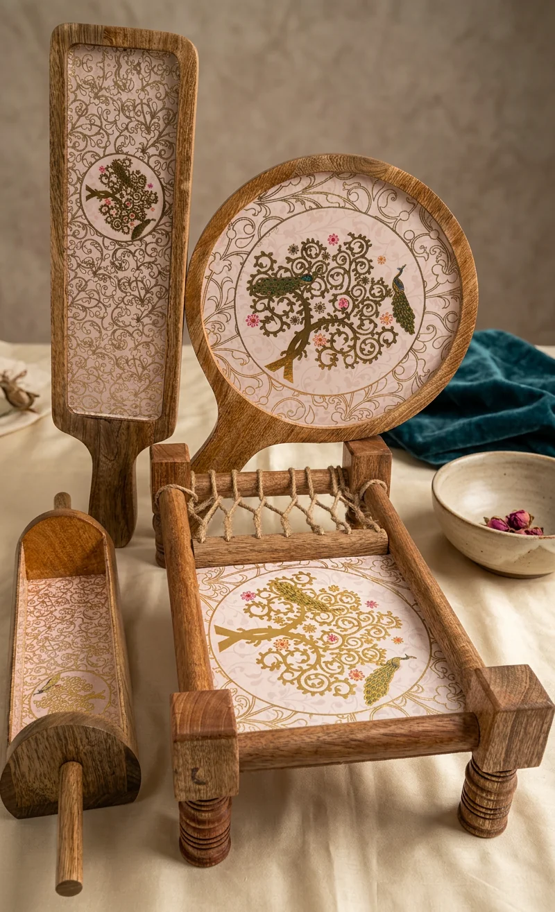 Khatiya Platter Set in Mayurvriksha design