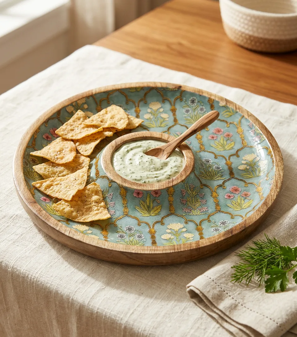 Chip Dip CB in Botanical Trellis design