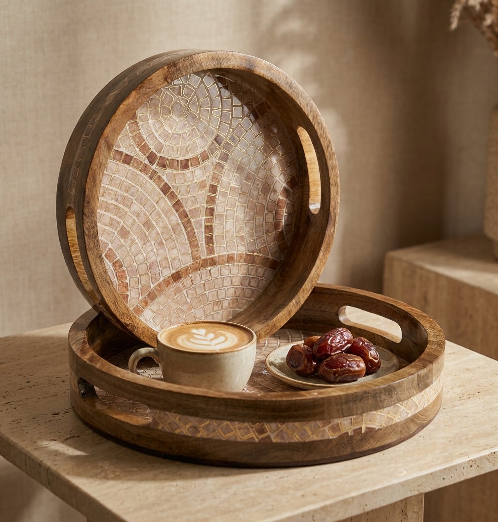 2 PC Tray Set 15MM (RN) in Mother of Pearl design