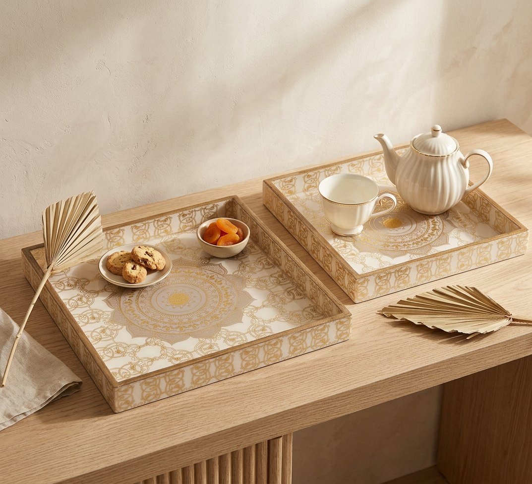 2 PC Tray Set (SMSQ) in Taj design