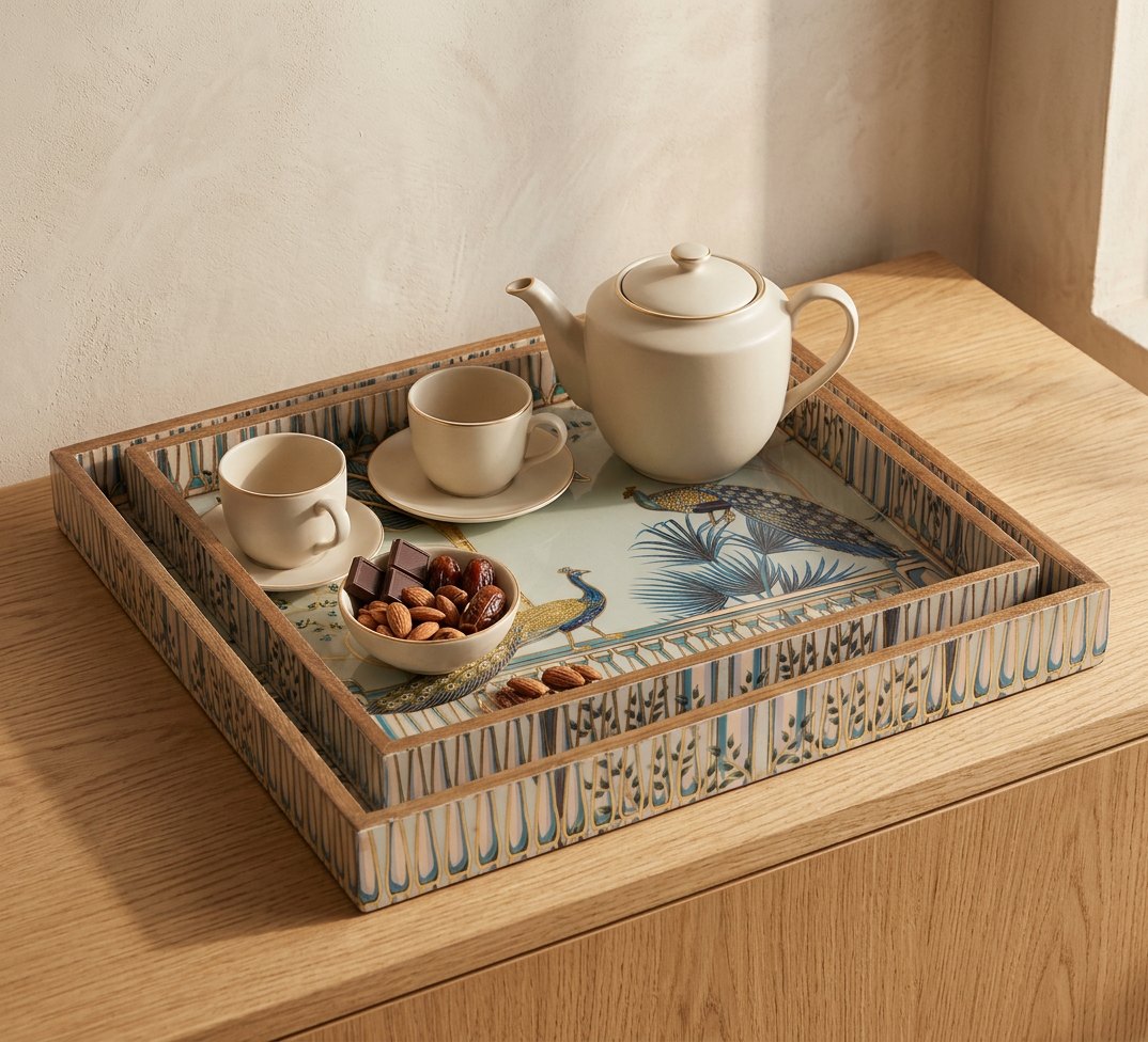 2 PC Tray Set (SMSQ) in Mayurvan design