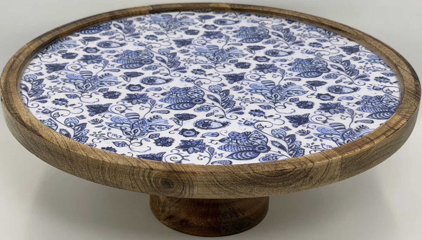 Double Layer Dessert Stand in the Blue Paisley design