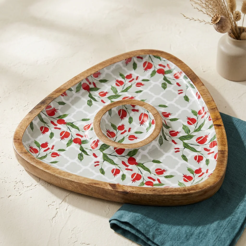 Chip/Dip (Tri) in Pomegranate Bloom design