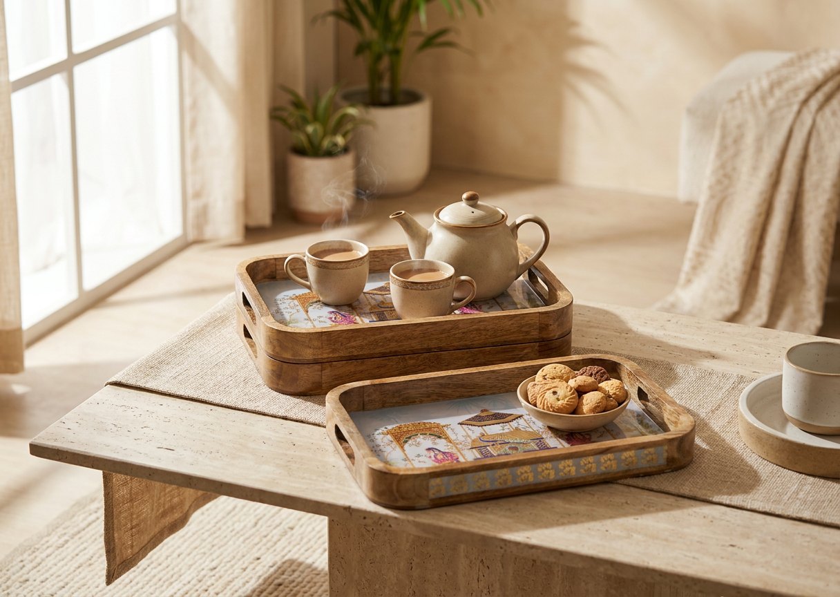 2 PC Tray Set 15MM (KG) in Rajmahal design