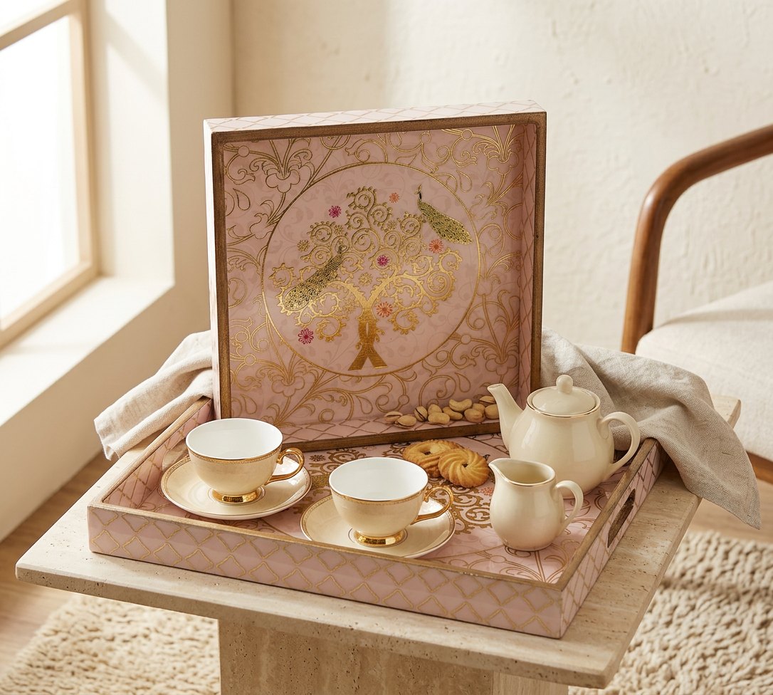 2 PC Tray Set (SMSQ) in Mayurvriksha design