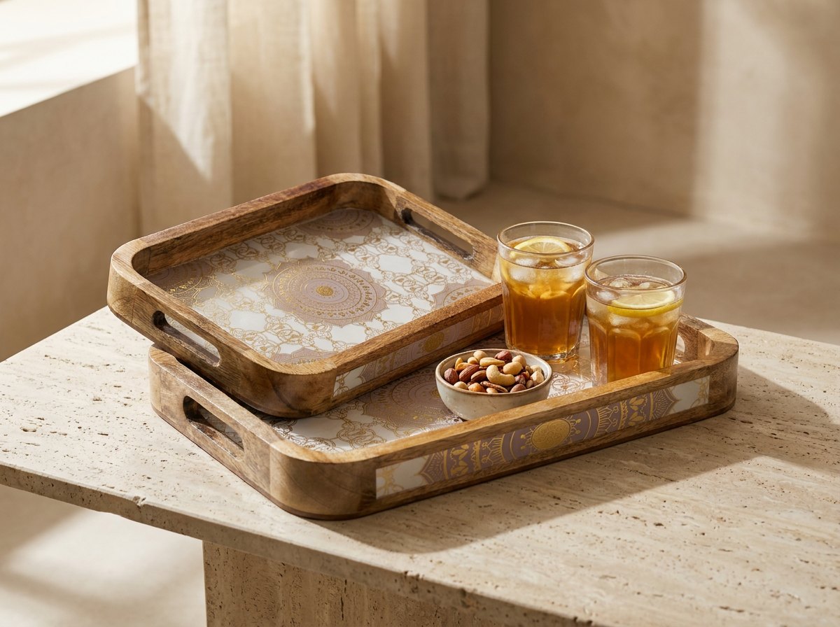 2 PC Tray Set 15MM (KG) in Taj design