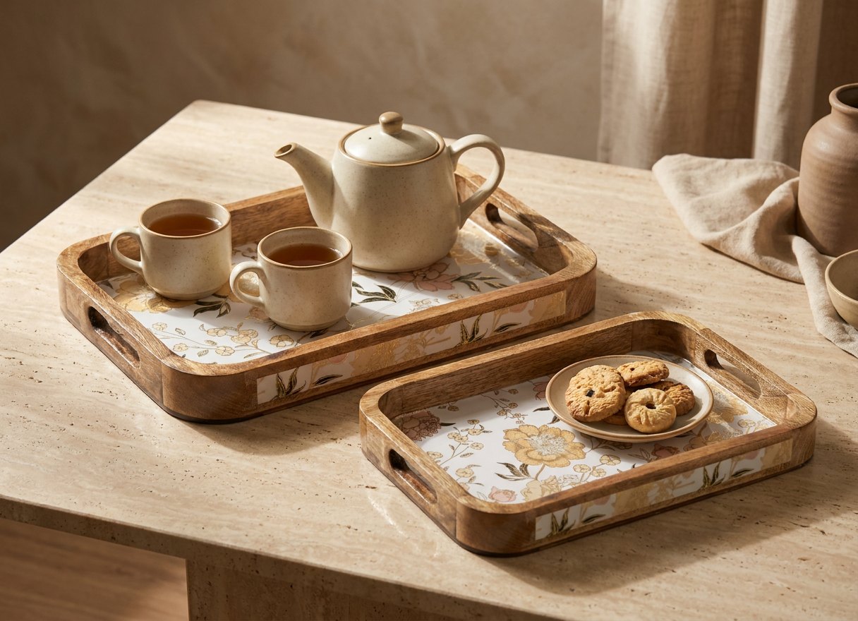 2 PC Tray Set 15MM (KG) in Guldasta design