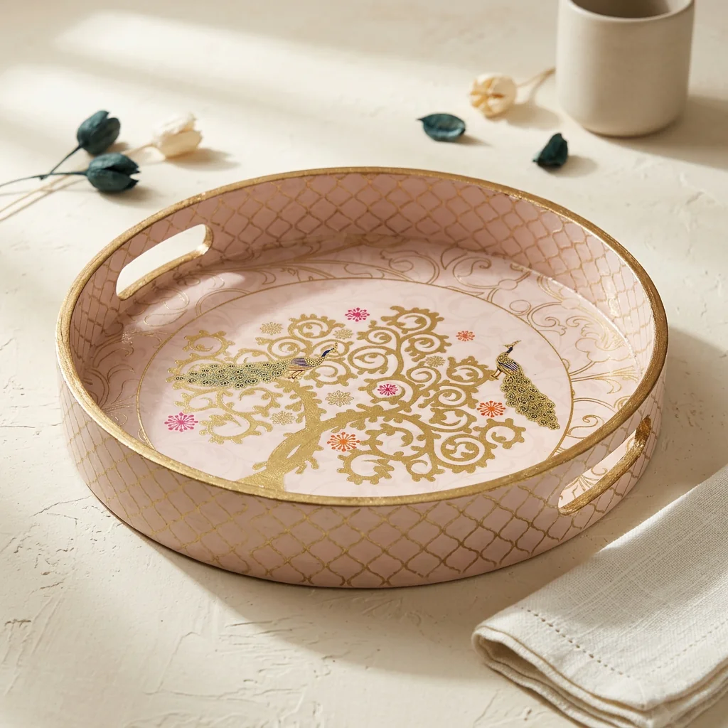 Round Trays (SL) 12" in Mayurvriksha design