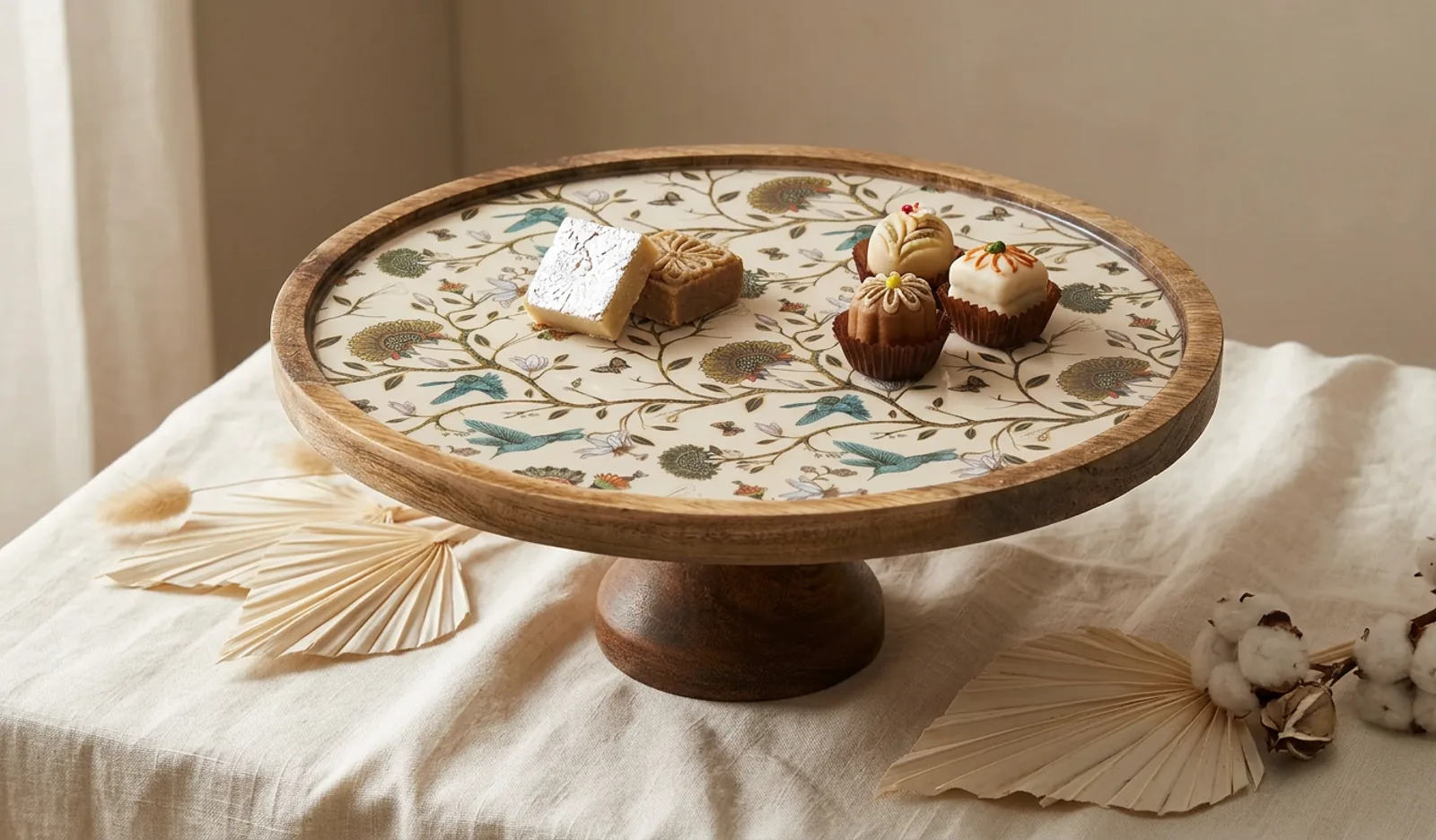 Single Layer Dessert Stand in Peacock Garden design
