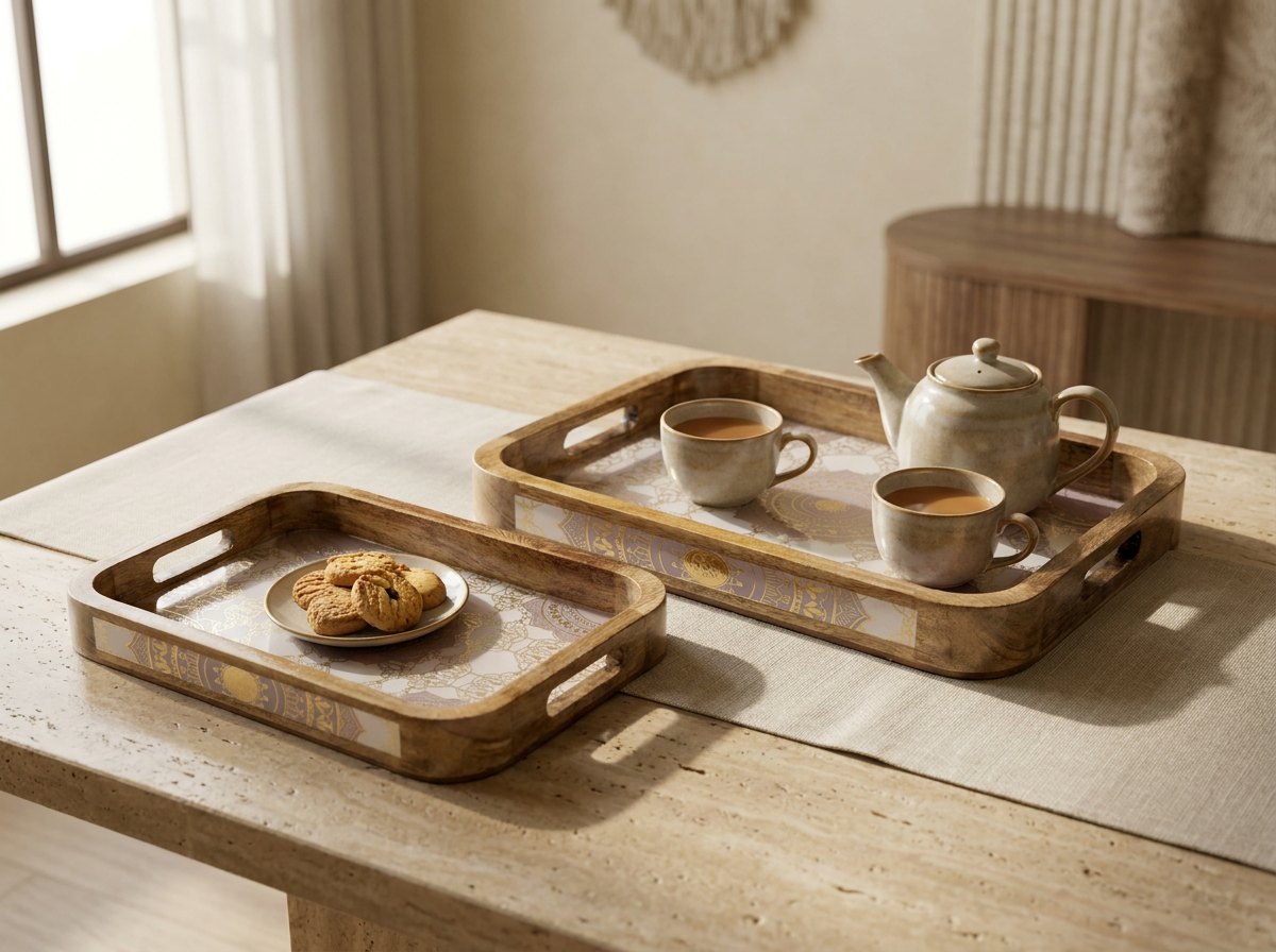 2 PC Tray Set 15MM (KG) in Taj design