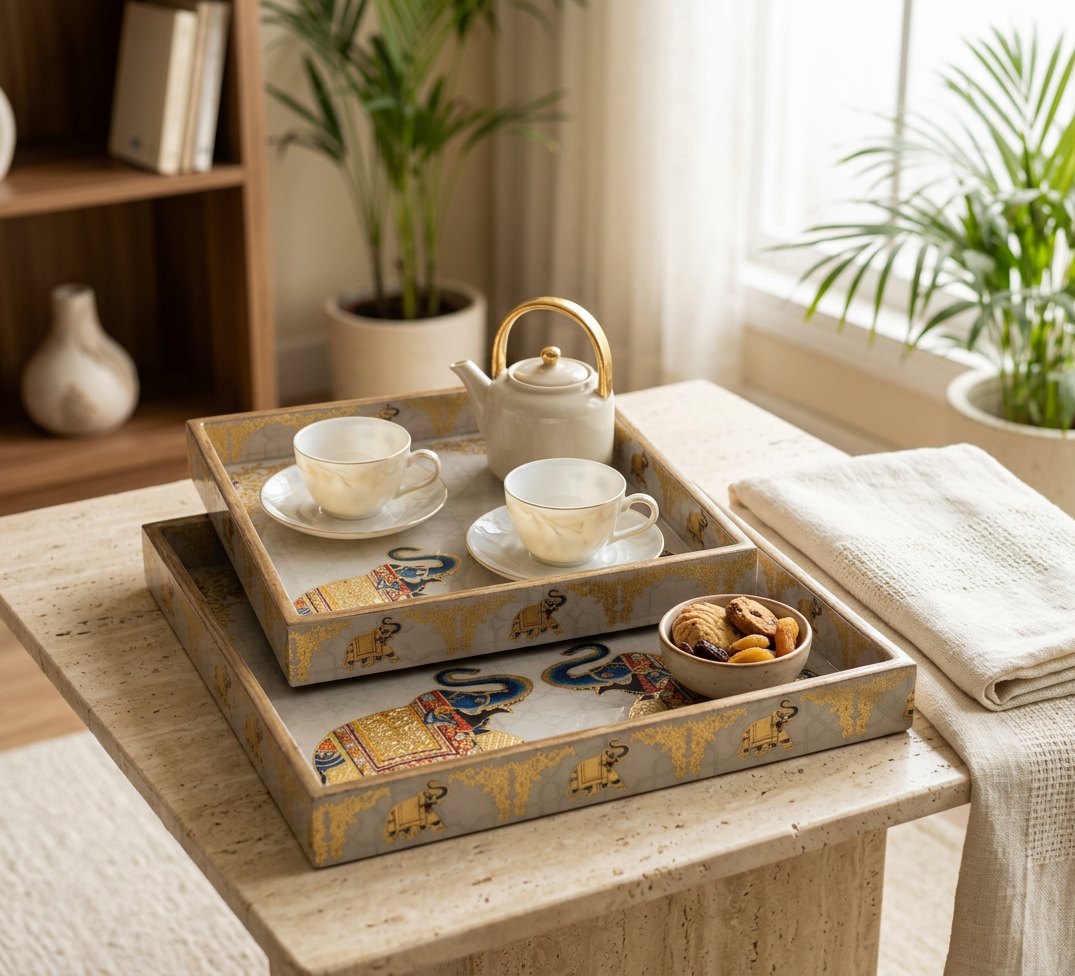 2 PC Tray Set (SMSQ) in Gaj design