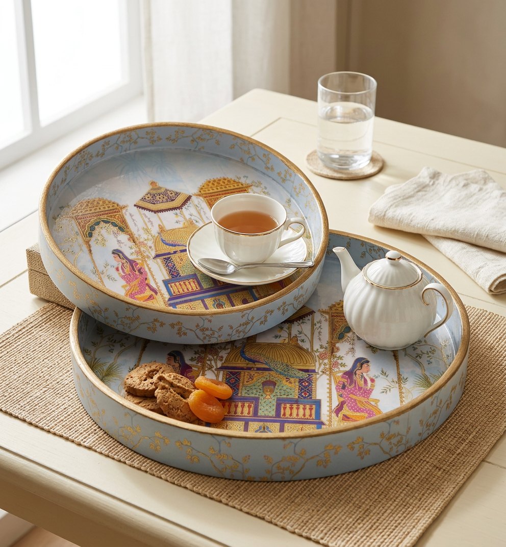 2 PC Tray Set (SMRN) in Rajmahal design