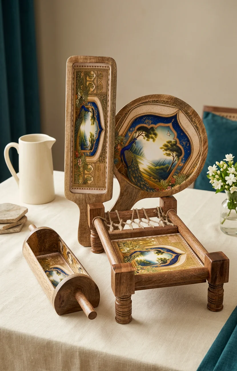Khatiya Platter Set in Bagh design
