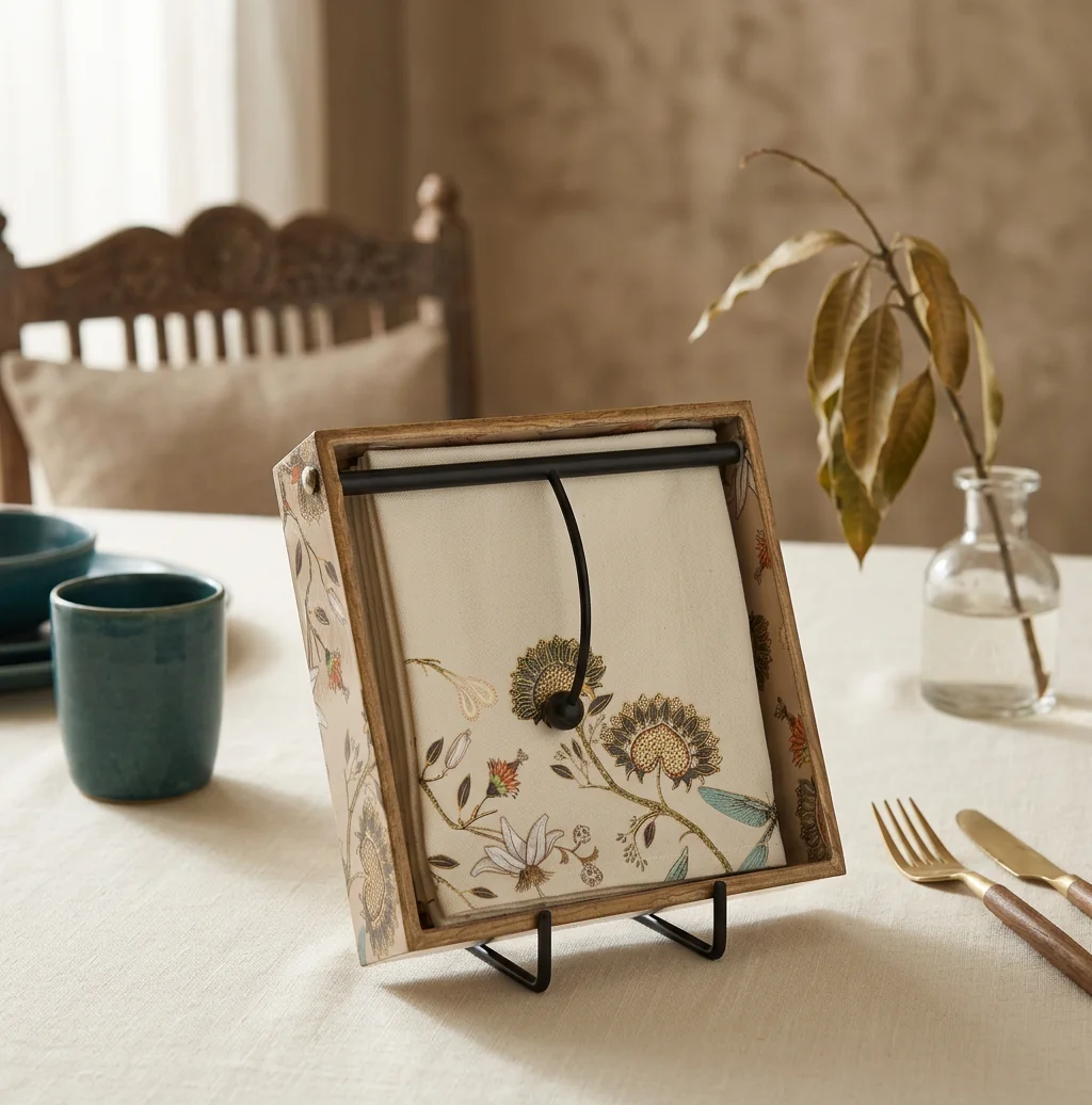 Napkin Holder in Peacock Garden design