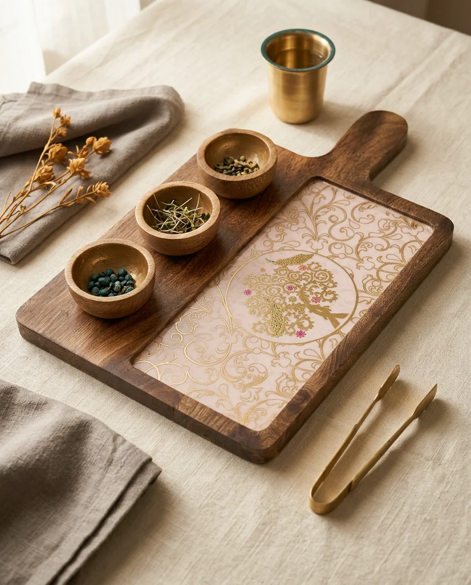 3 Bowl Platter in Mayurvriksha design
