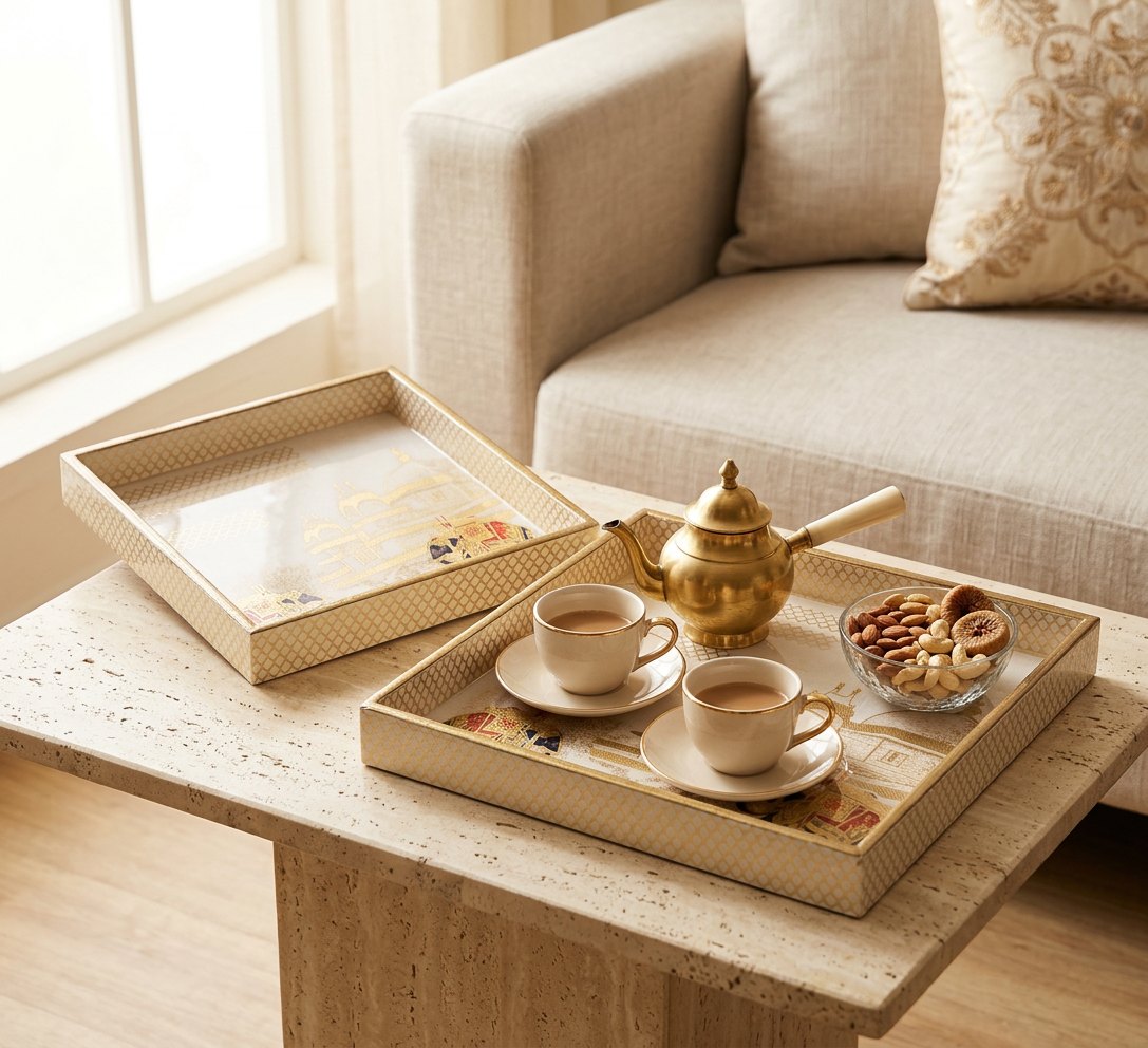 2 PC Tray Set (SMSQ) in Gajraj design