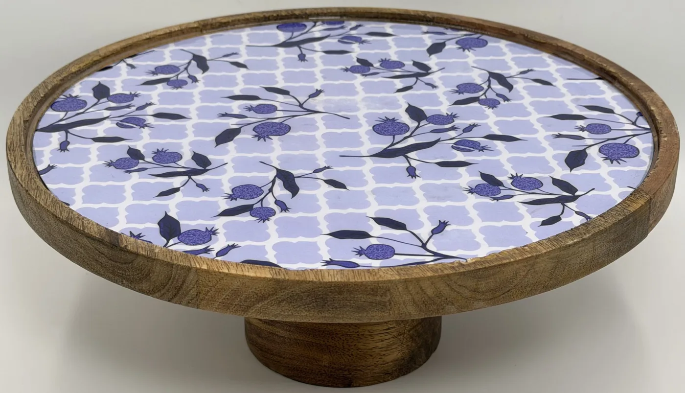 Double Layer Dessert Stand in the Blue Trellis design