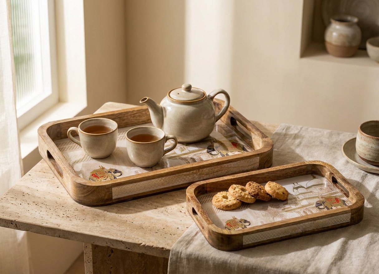 2 PC Tray Set 15MM (KG) in Gajraj design
