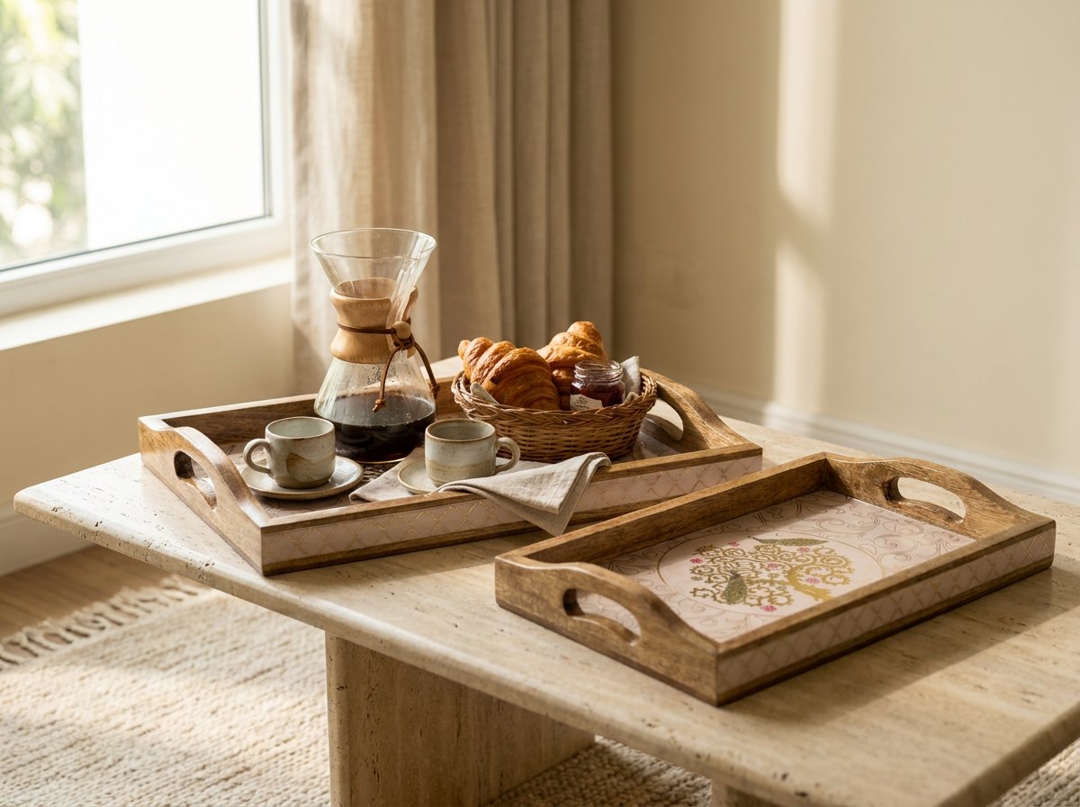 2 PC Tray Set 15MM (HH) in Mayurvriksha design