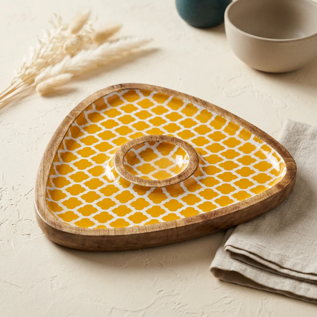 Chip/Dip (Tri) in Amber Trellis design