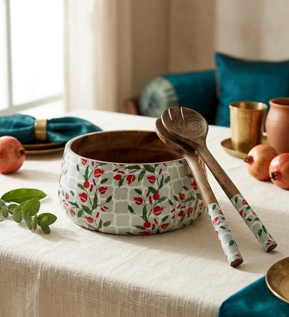 Salad Bowls in Pomegranate Bloom design