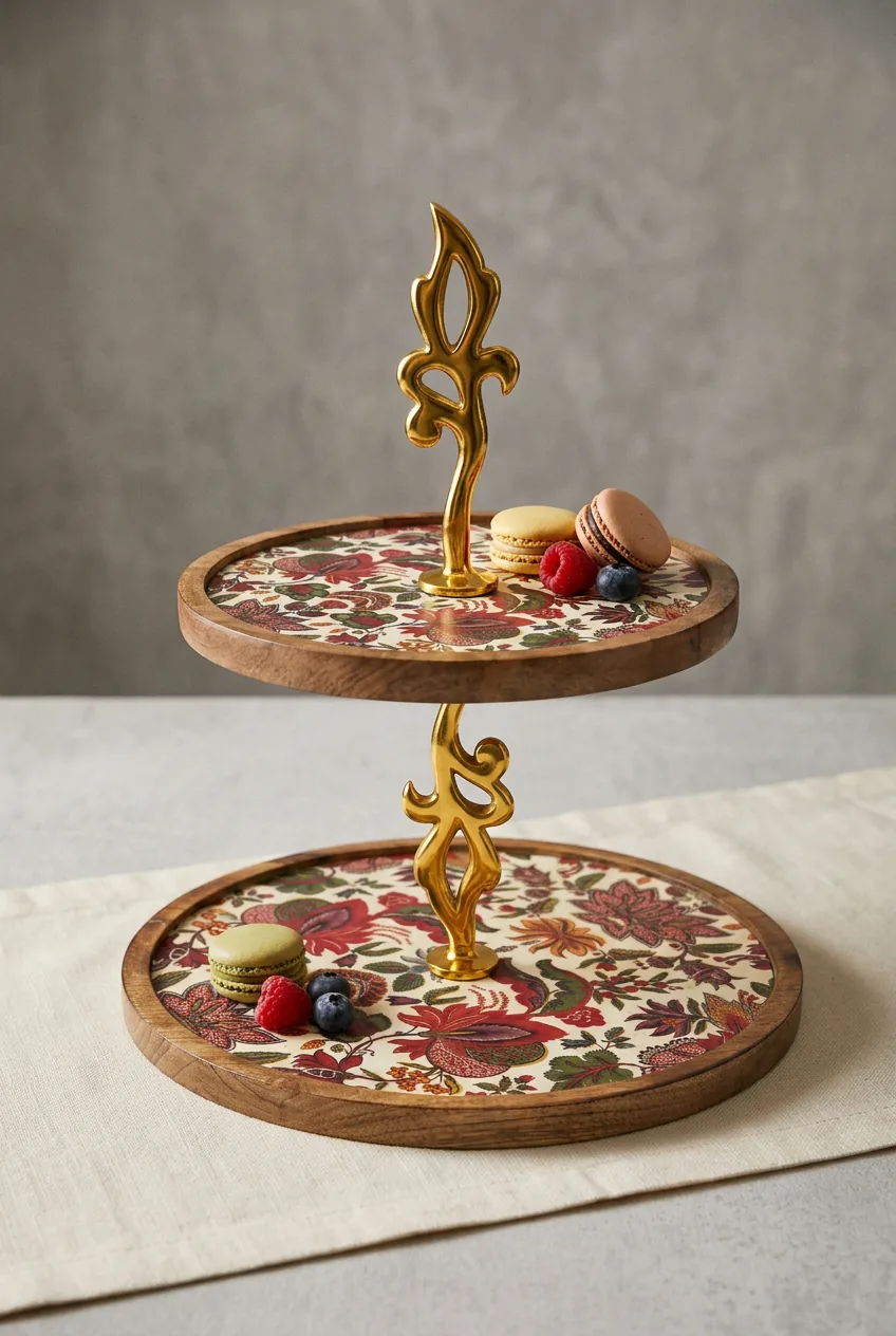 Double Layer Dessert Stand in Crimson Garden design