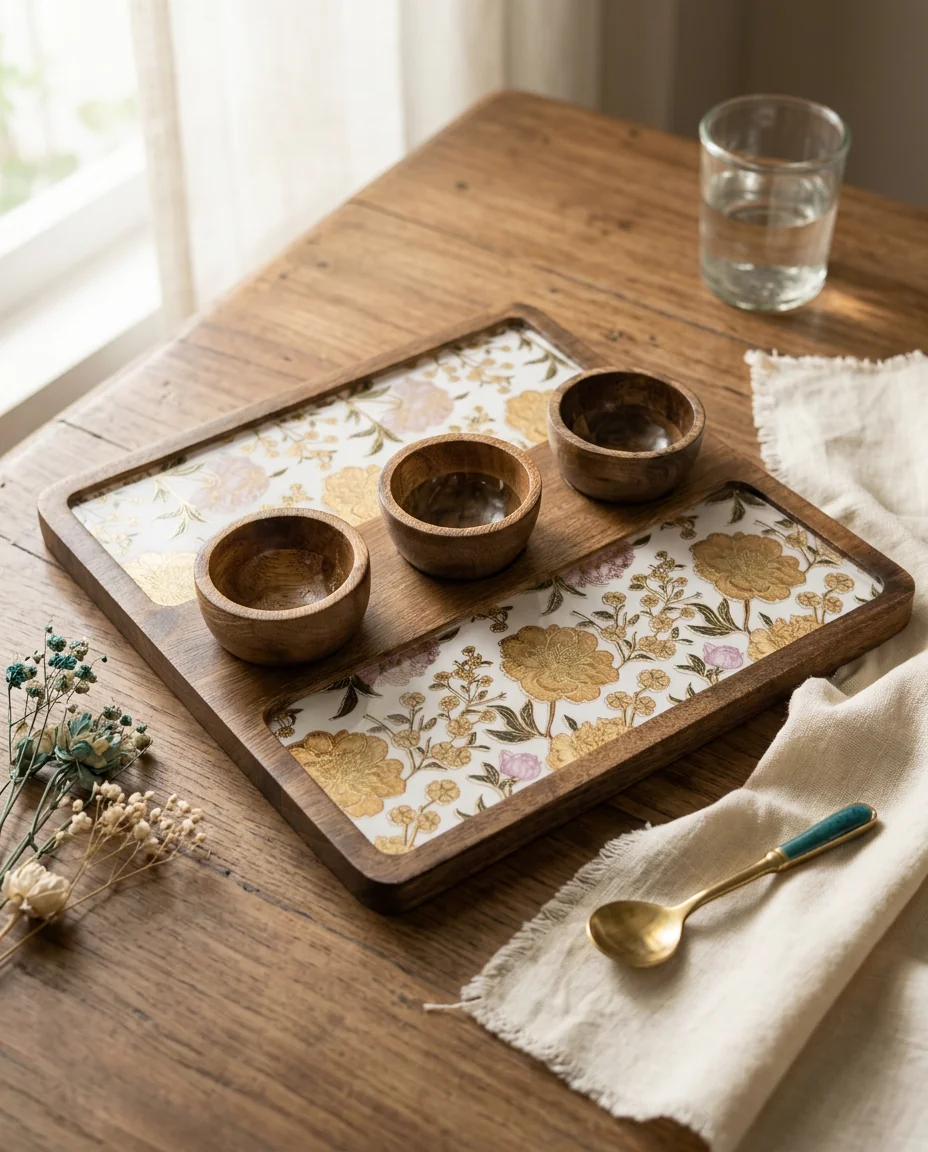 3 Bowl Platter (SQ) in Guldasta design