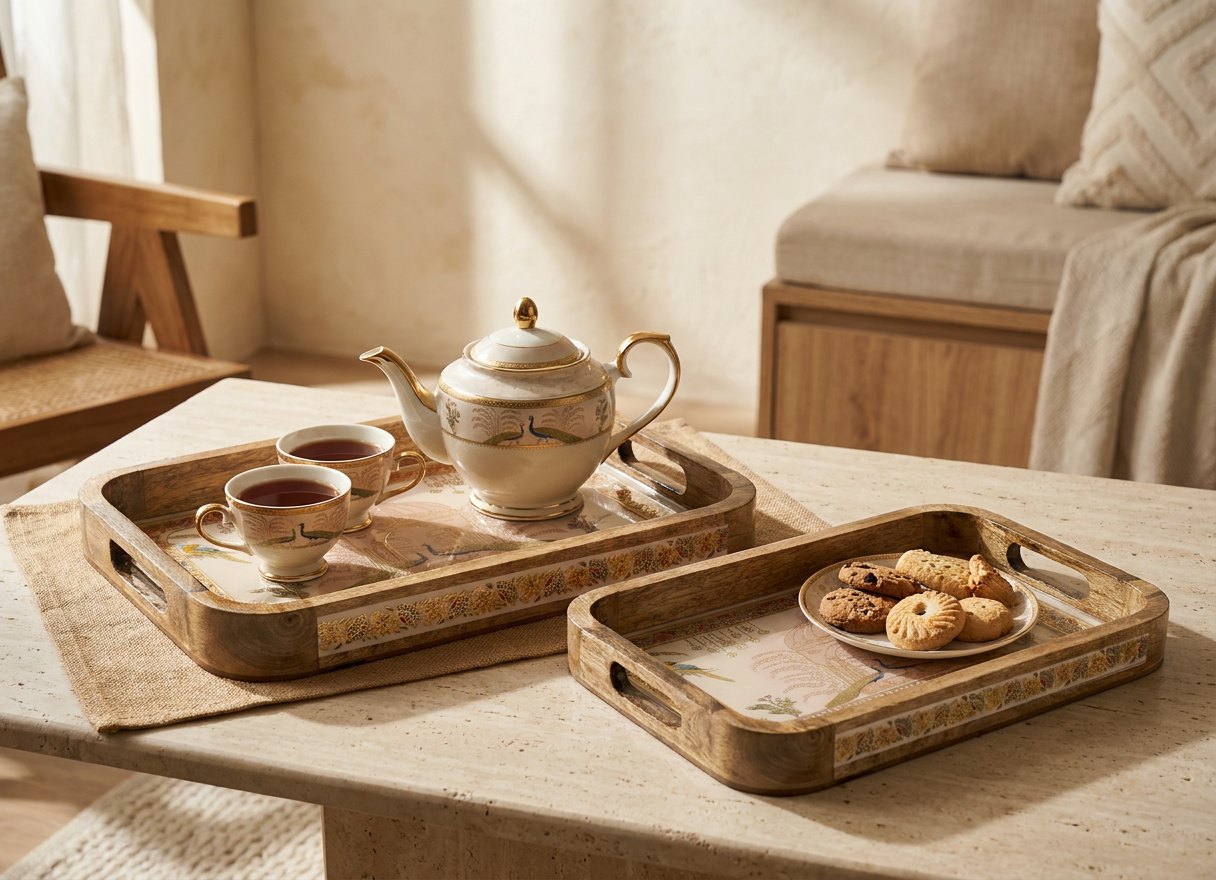 2 PC Tray Set 15MM (KG) in Shalimar design