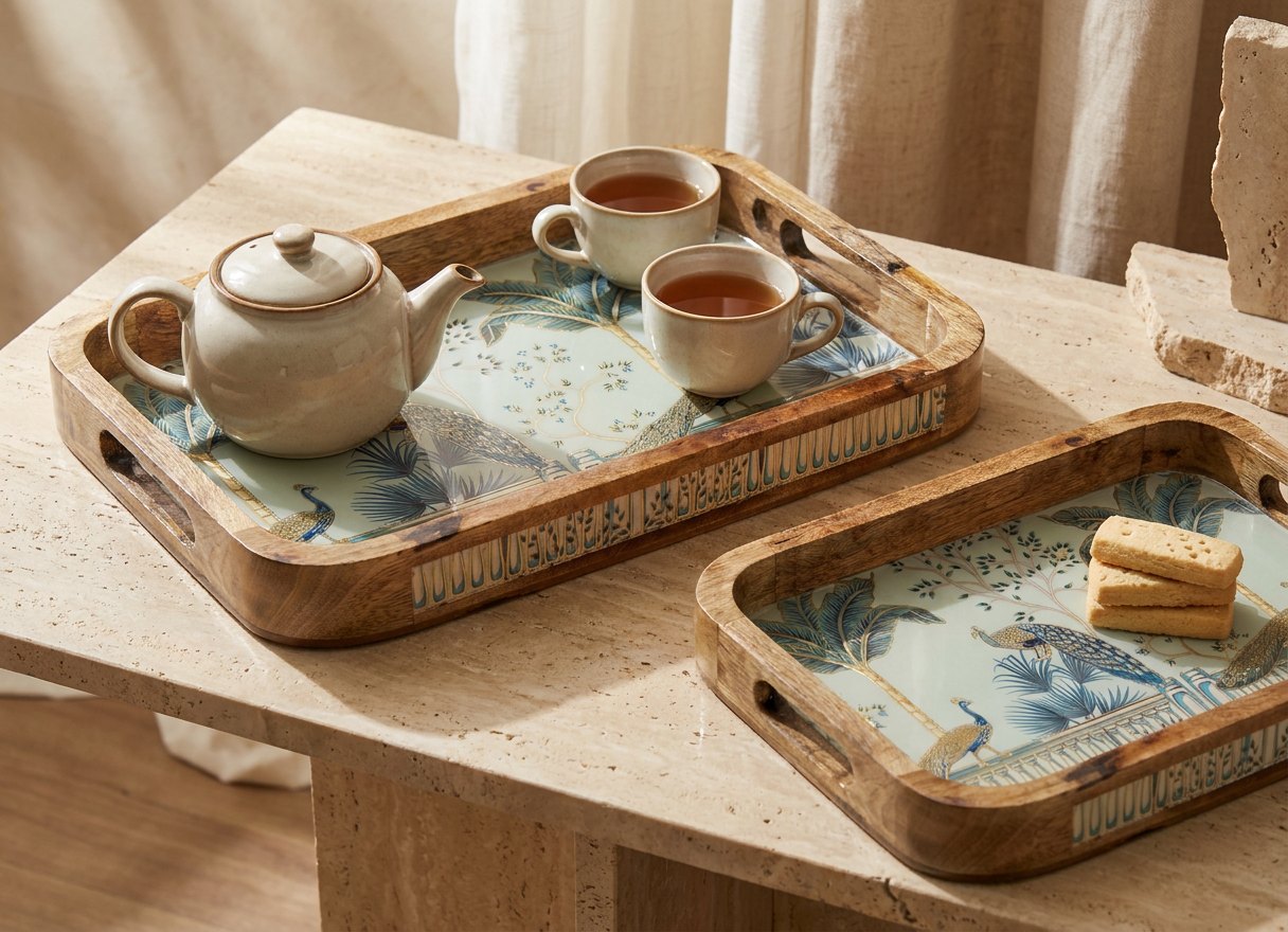 2 PC Tray Set 15MM (KG) in Mayurvan design