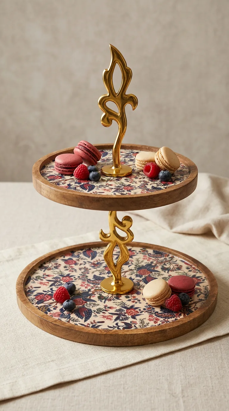 Double Layer Dessert Stand in Heritage Bloom design