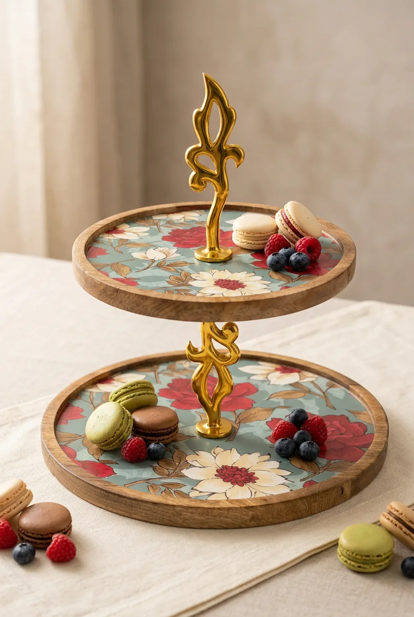 Double Layer Dessert Stand in Rosé Garden design
