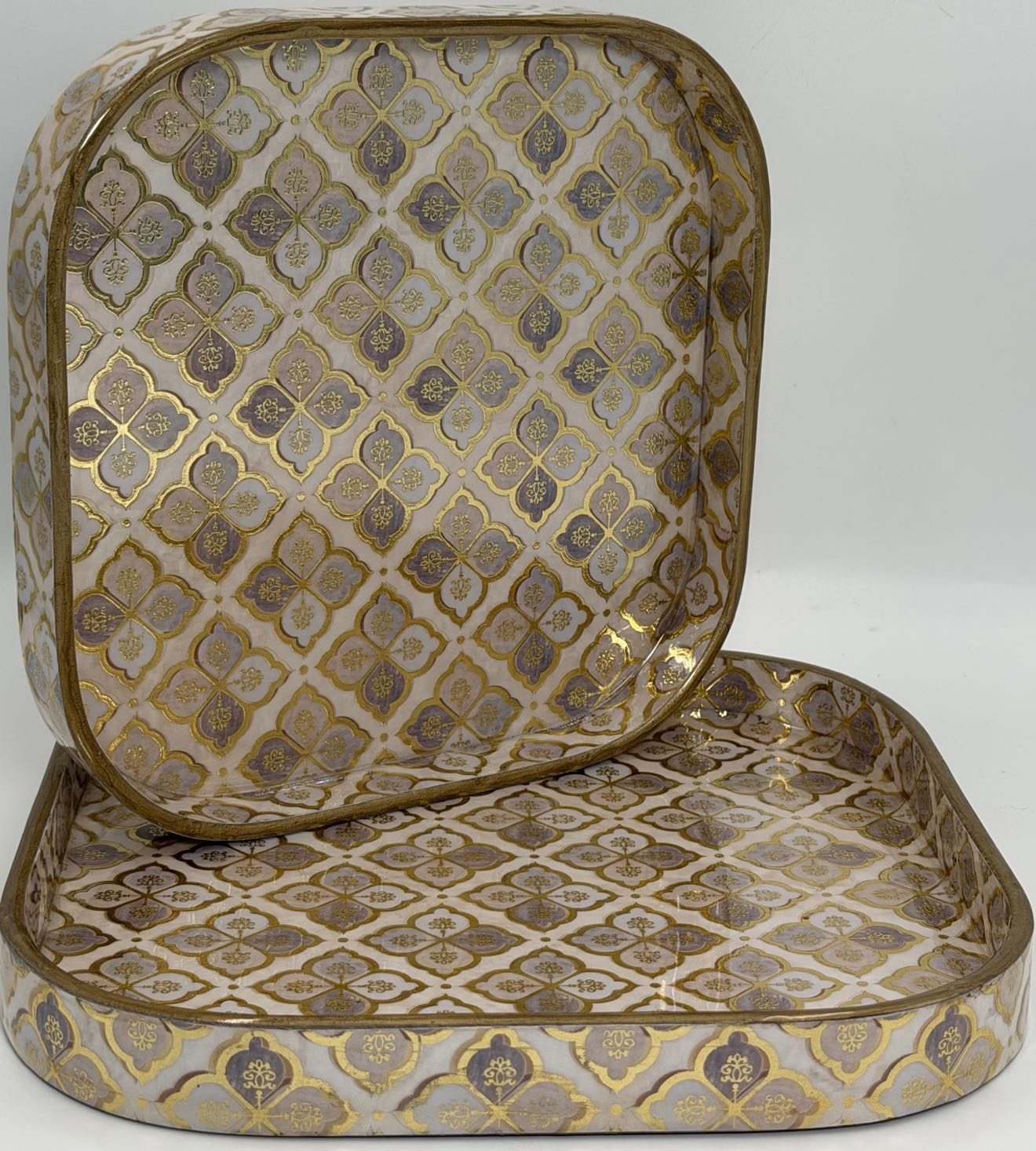 2 PC Tray Set (SMKG) in the Jaali design