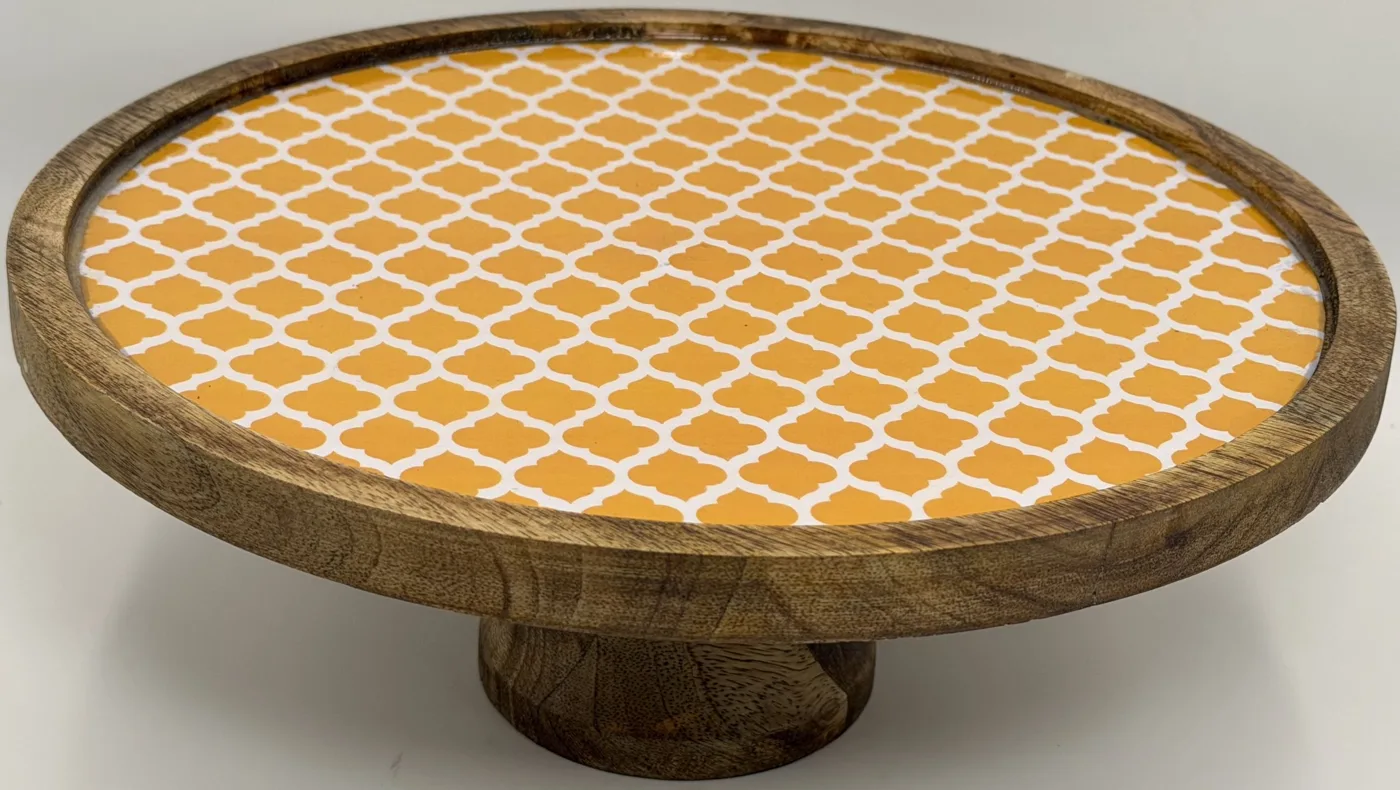 Double Layer Dessert Stand in the Amber Trellis design