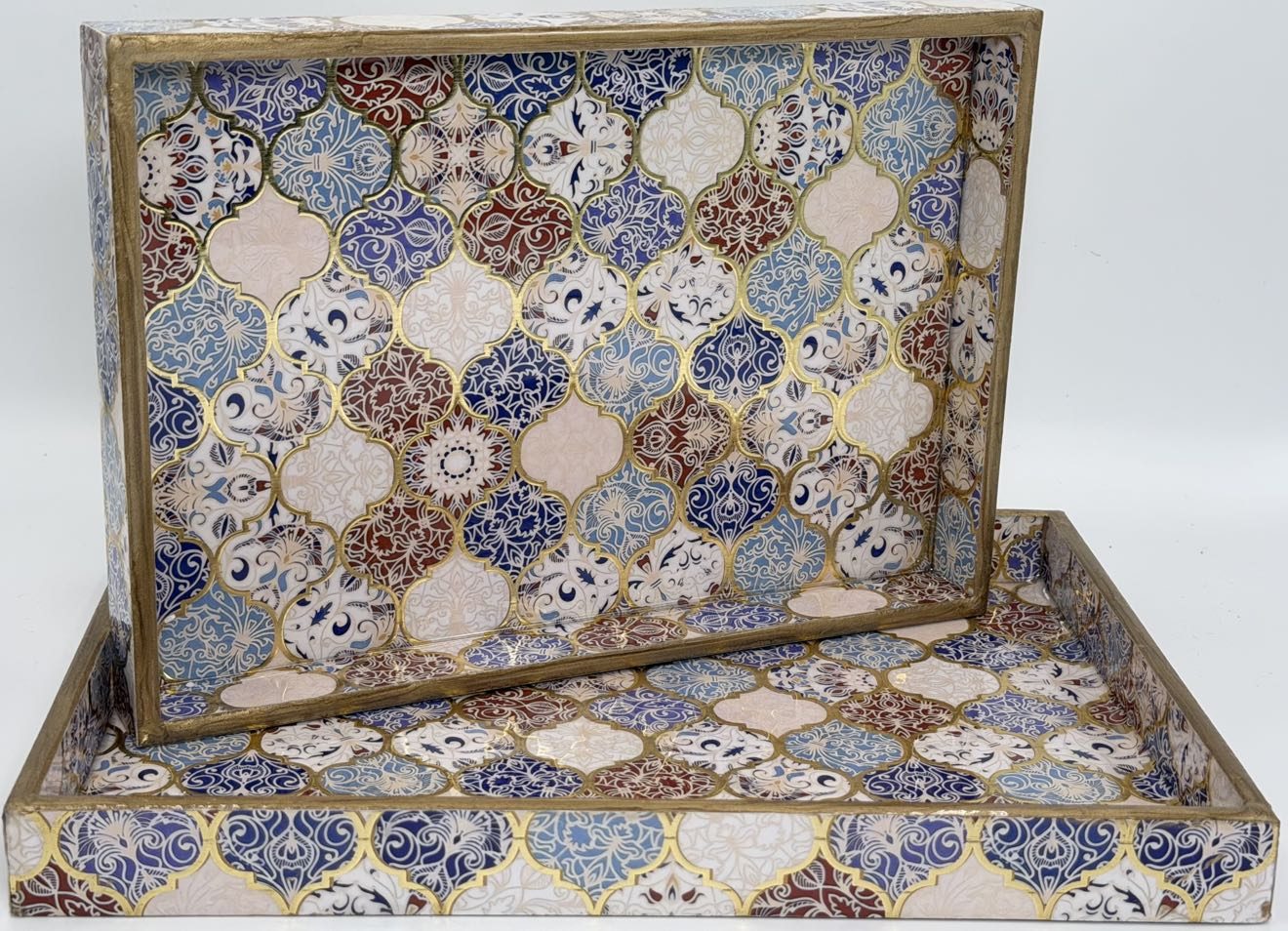 2 PC Tray Set (SMRCT) in the Mosaic Garden design