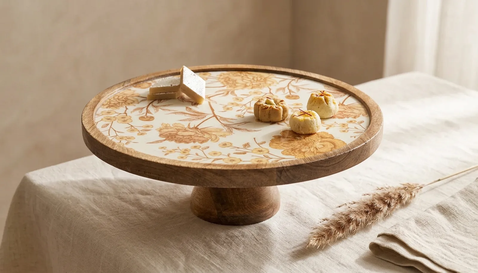Single Layer Dessert Stand in Golden Botanica design