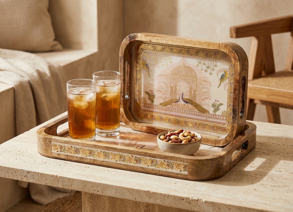 2 PC Tray Set 15MM (KG) in Shalimar design