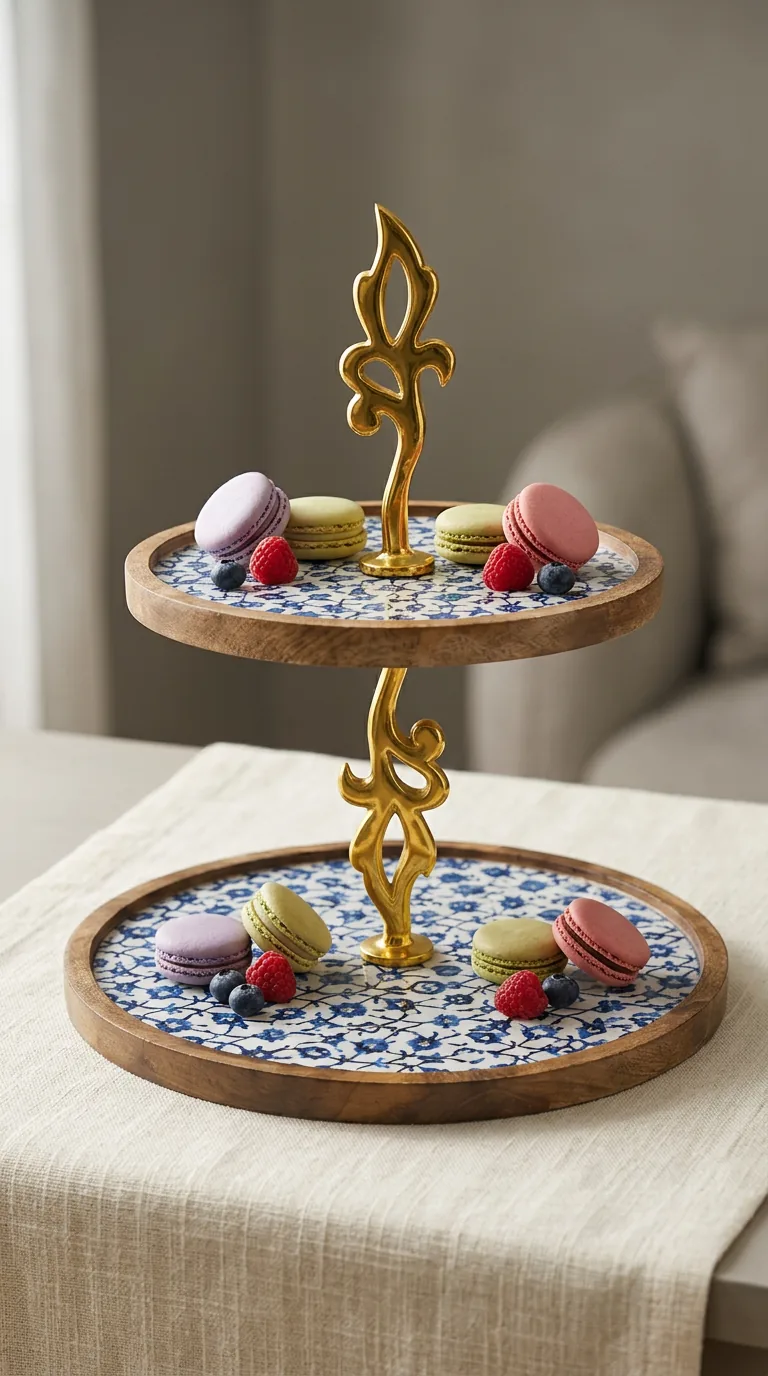 Double Layer Dessert Stand in Blue Garden design