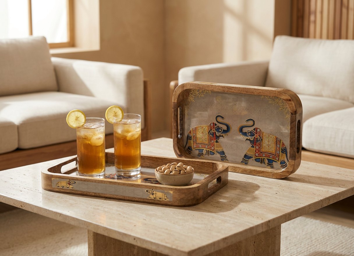 2 PC Tray Set 15MM (KG) in Gaj design