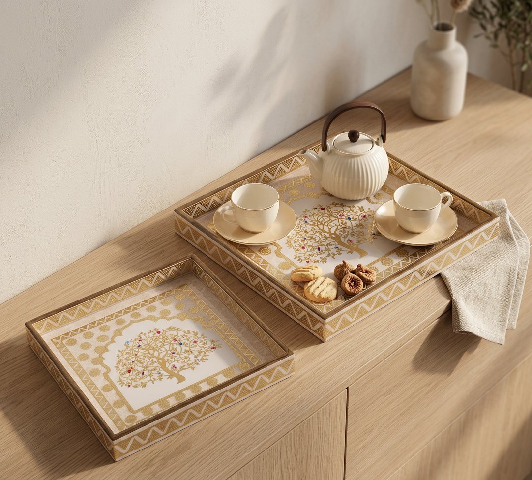 2 PC Tray Set (SMSQ) — Vriksha — Lifestyle 1