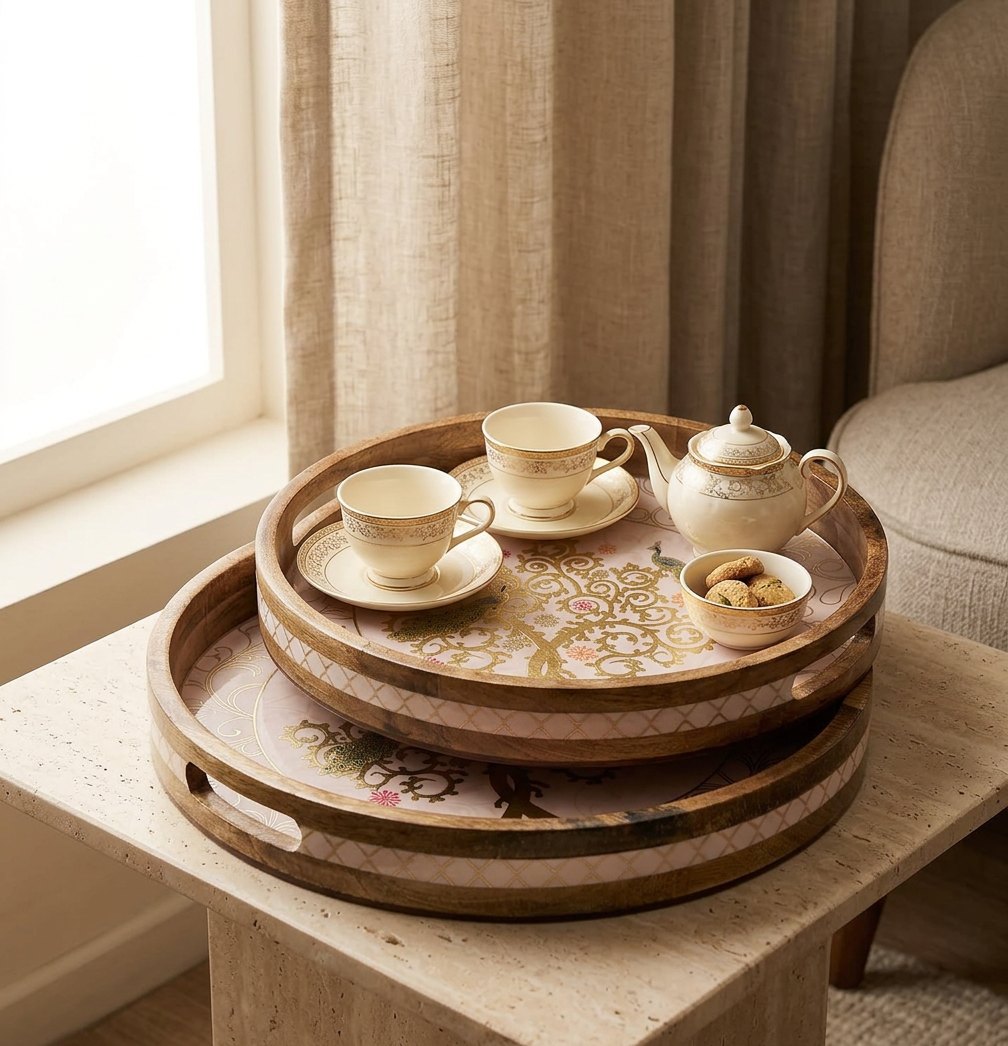 2 PC Tray Set 15MM (RN) in Mayurvriksha design