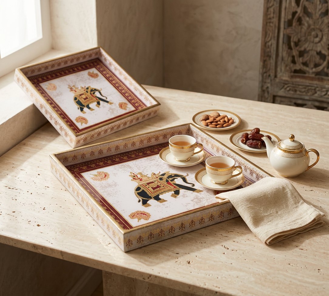 2 PC Tray Set (SMSQ) in Shikar design