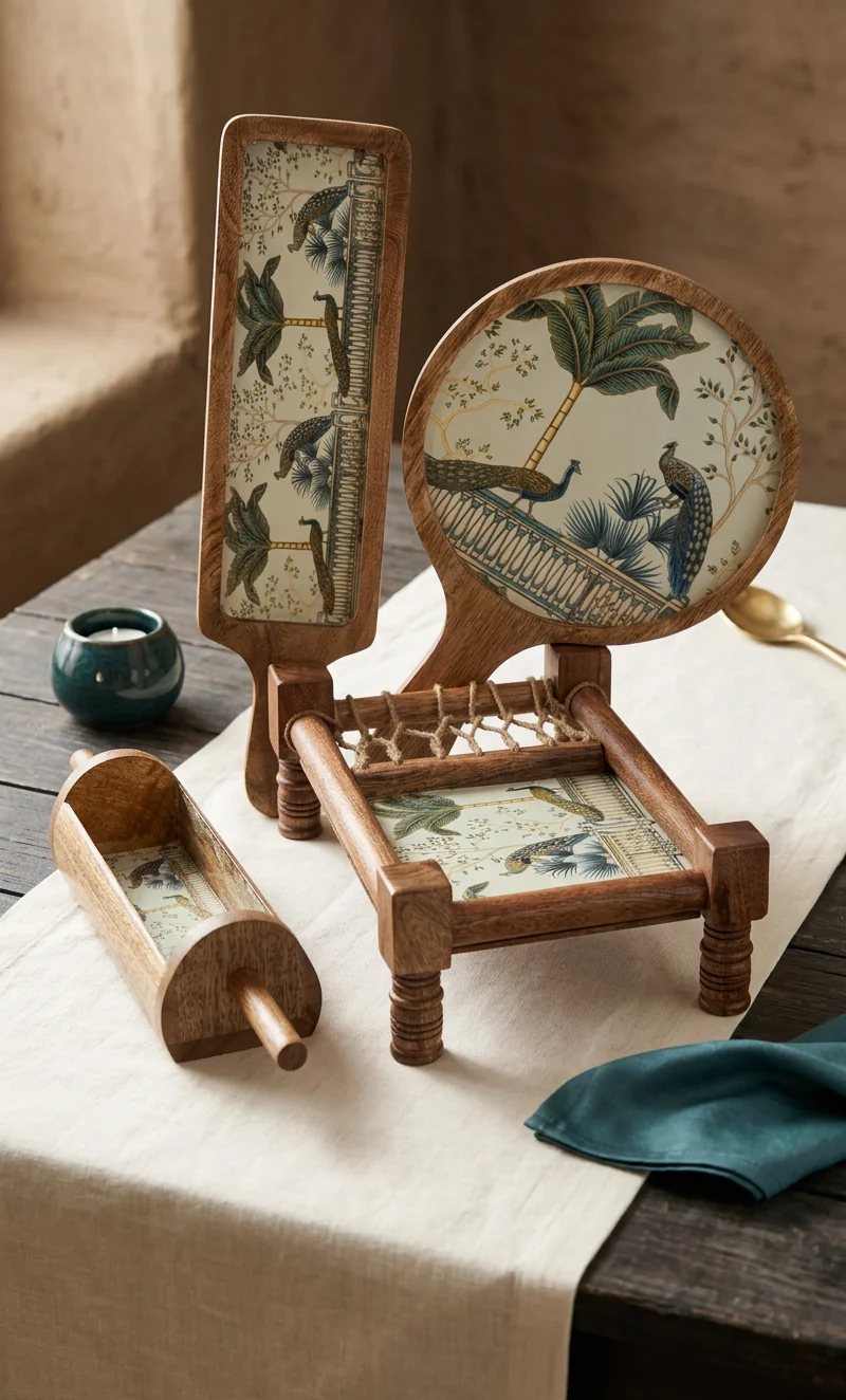Khatiya Platter Set in Mayurvan design